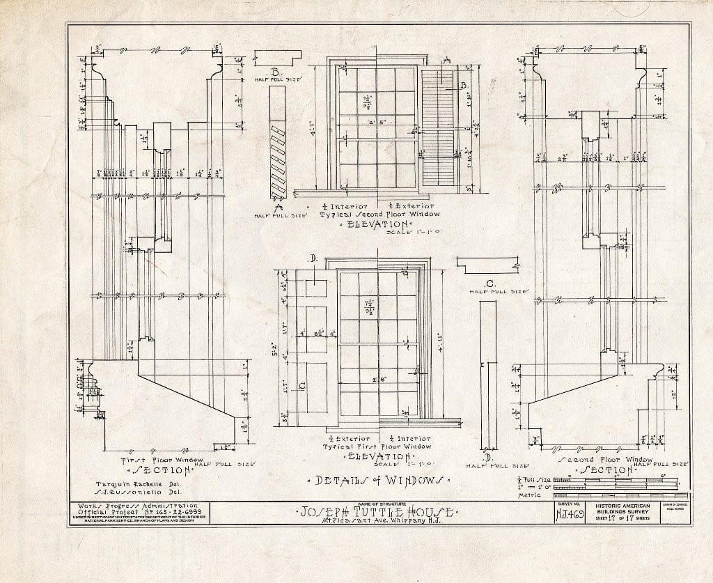 Blueprint HABS NJ,14-Whip,1- (Sheet 17 of 18) - Joseph Tuttle House, Mount Pleasant Avenue, Whippany, Morris County, NJ