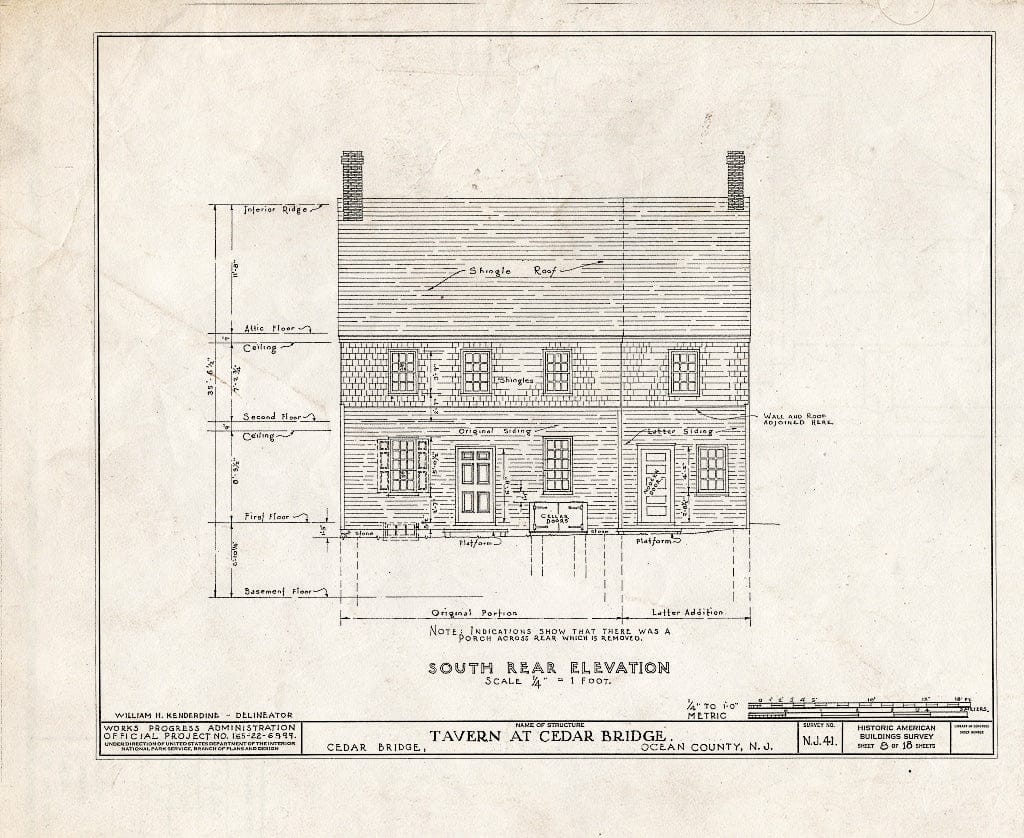 Blueprint HABS NJ,15-,1- (Sheet 8 of 18) - Cedar Bridge Tavern, Cedar Bridge, Ocean County, NJ