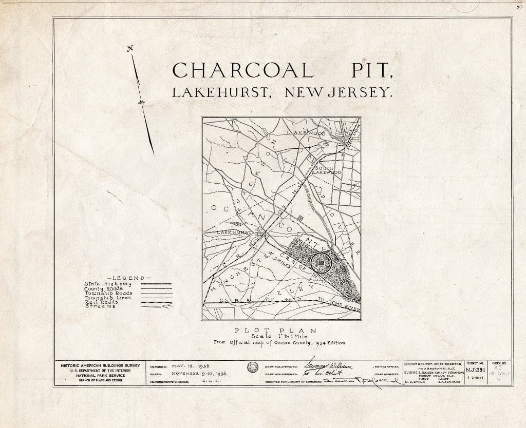 Blueprint HABS NJ,15-LAK.V,1- (Sheet 0 of 1) - Charcoal Pits, Lakehurst, Ocean County, NJ