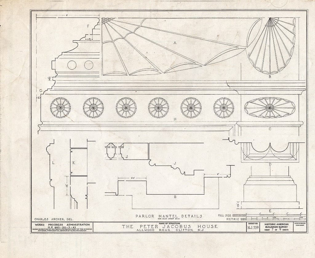 Blueprint HABS NJ,16-Clif,3- (Sheet 7 of 9) - Peter Jacobus House, Allwood Road, Clifton, Passaic County, NJ