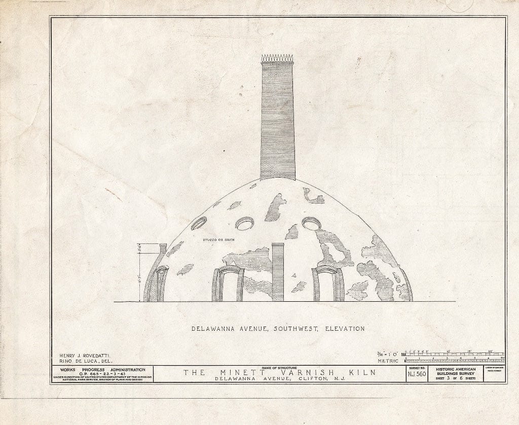 Blueprint HABS NJ,16-Clif,4- (Sheet 3 of 6) - Minett Varnish Kiln, Delawanna Avenue, Clifton, Passaic County, NJ