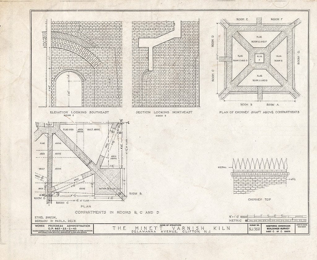 Blueprint HABS NJ,16-Clif,4- (Sheet 6 of 6) - Minett Varnish Kiln, Delawanna Avenue, Clifton, Passaic County, NJ