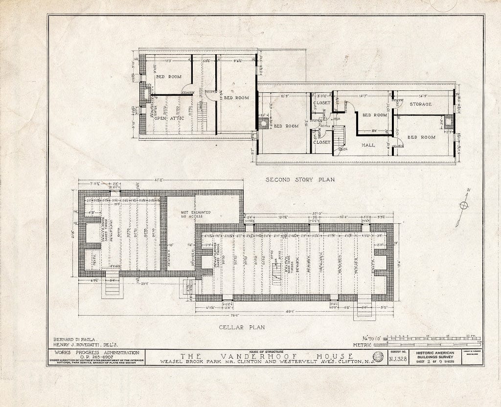 Blueprint HABS NJ,16-Clif,2- (Sheet 2 of 9) - Vanderhoof House, Weasel Brook Park, Clifton, Passaic County, NJ