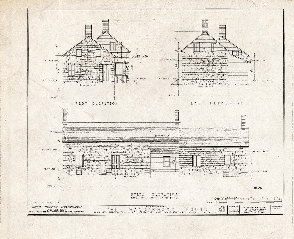 Blueprint HABS NJ,16-Clif,2- (Sheet 3 of 9) - Vanderhoof House, Weasel Brook Park, Clifton, Passaic County, NJ