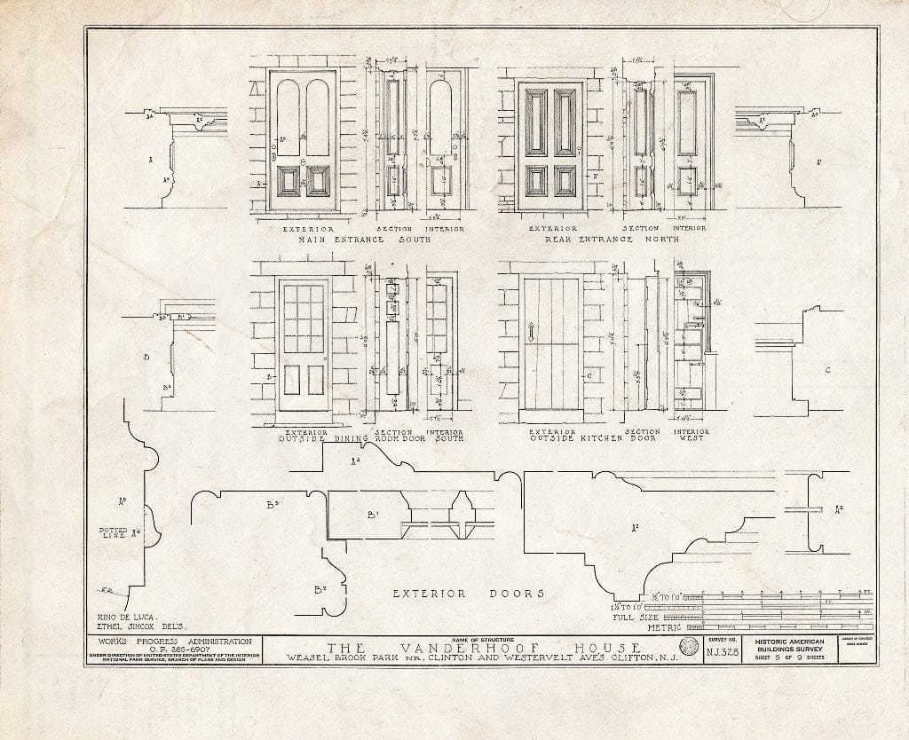 Blueprint HABS NJ,16-Clif,2- (Sheet 5 of 9) - Vanderhoof House, Weasel Brook Park, Clifton, Passaic County, NJ