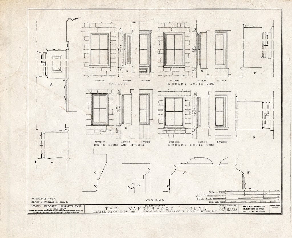 Blueprint HABS NJ,16-Clif,2- (Sheet 6 of 9) - Vanderhoof House, Weasel Brook Park, Clifton, Passaic County, NJ