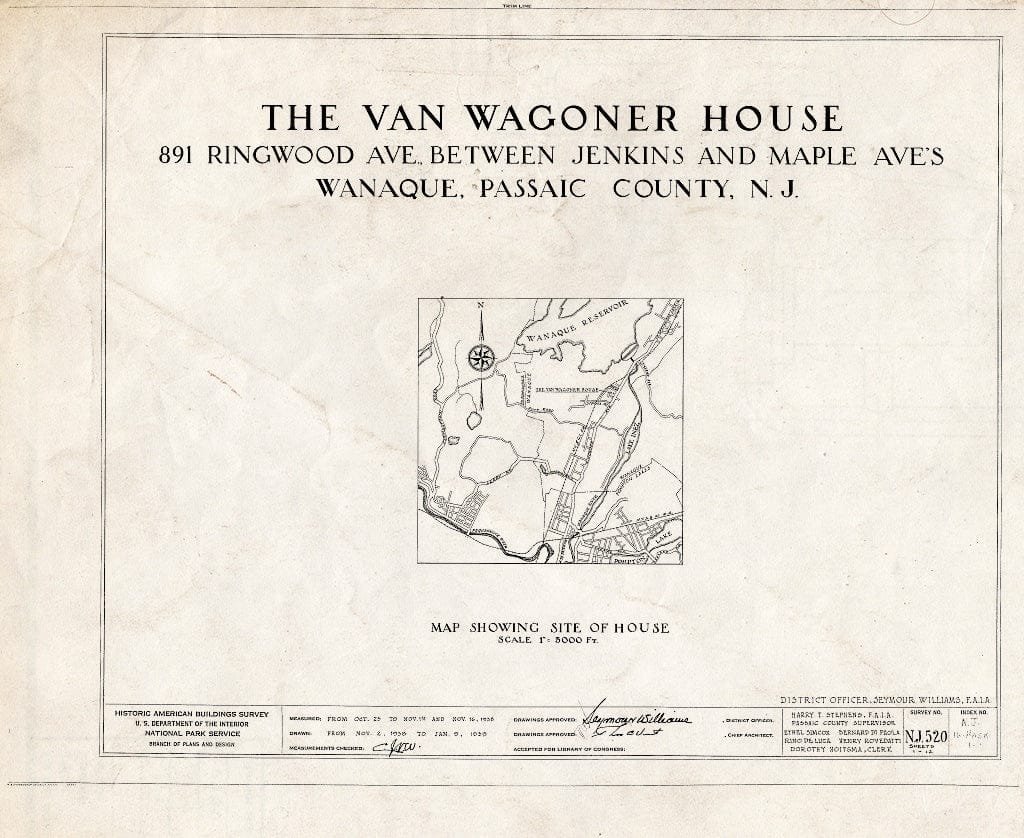 Blueprint HABS NJ,16-Hask,1- (Sheet 0 of 12) - Van Wagoner House, 891 Ringwood Avenue, Haskell, Passaic County, NJ