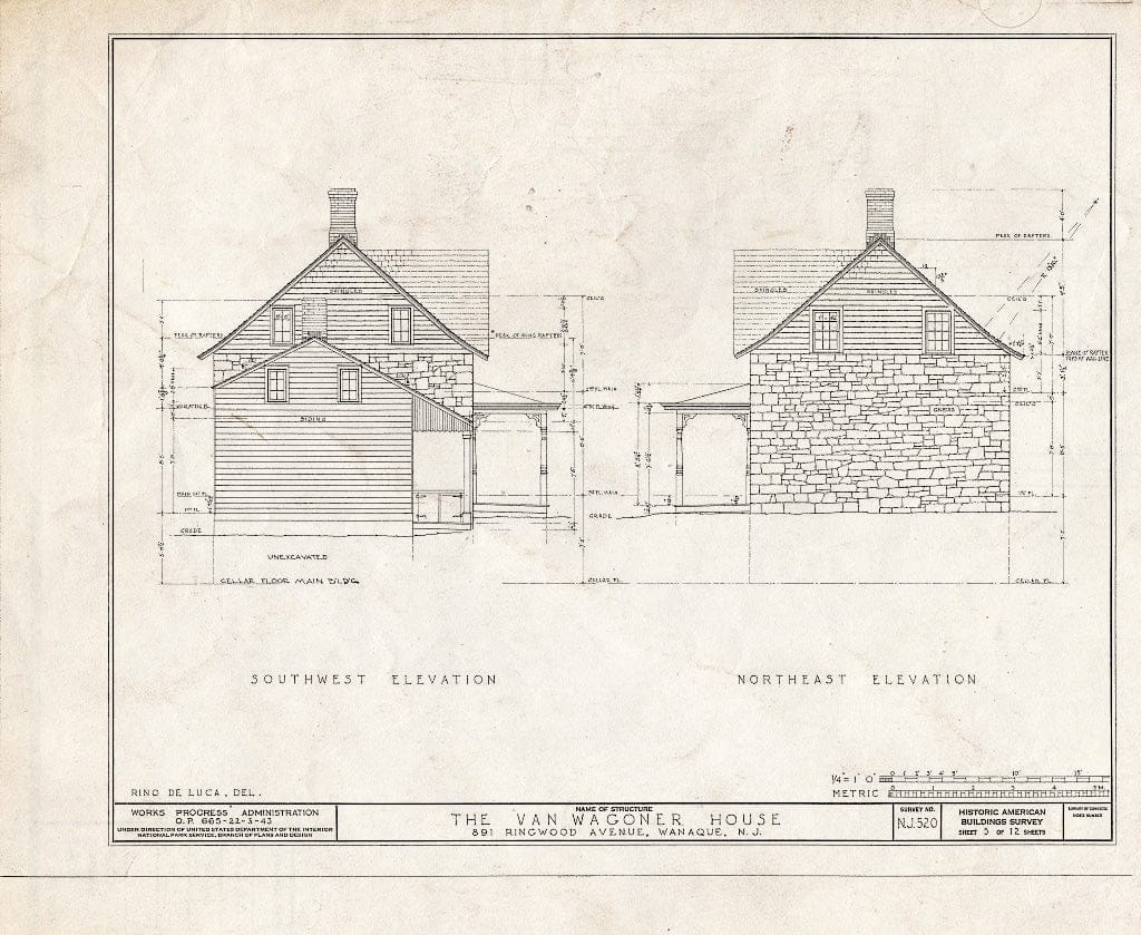 Blueprint HABS NJ,16-Hask,1- (Sheet 5 of 12) - Van Wagoner House, 891 Ringwood Avenue, Haskell, Passaic County, NJ