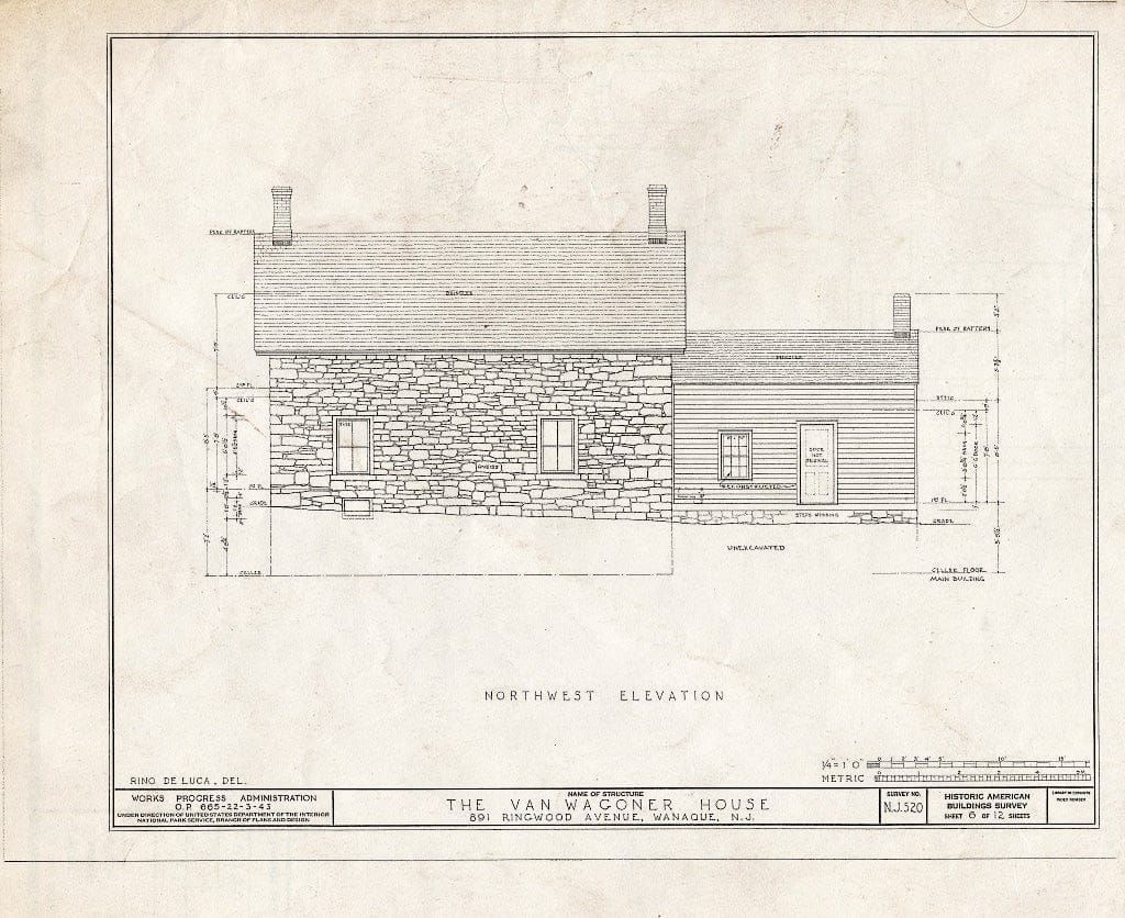 Blueprint HABS NJ,16-Hask,1- (Sheet 6 of 12) - Van Wagoner House, 891 Ringwood Avenue, Haskell, Passaic County, NJ