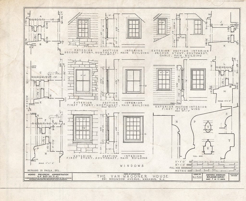 Blueprint HABS NJ,16-Hask,1- (Sheet 7 of 12) - Van Wagoner House, 891 Ringwood Avenue, Haskell, Passaic County, NJ