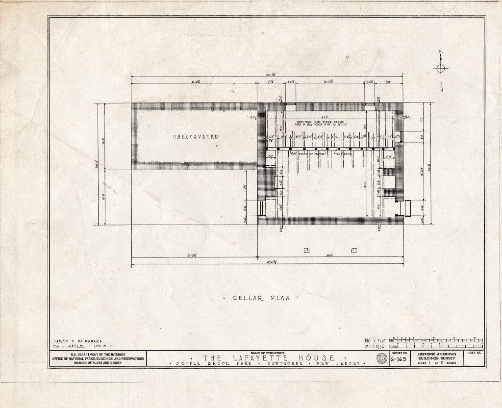 Blueprint HABS NJ,16-HAWTH,1- (Sheet 1 of 10) - Lafayette Headquarters, Goffle Brook Park, Hawthorne, Passaic County, NJ