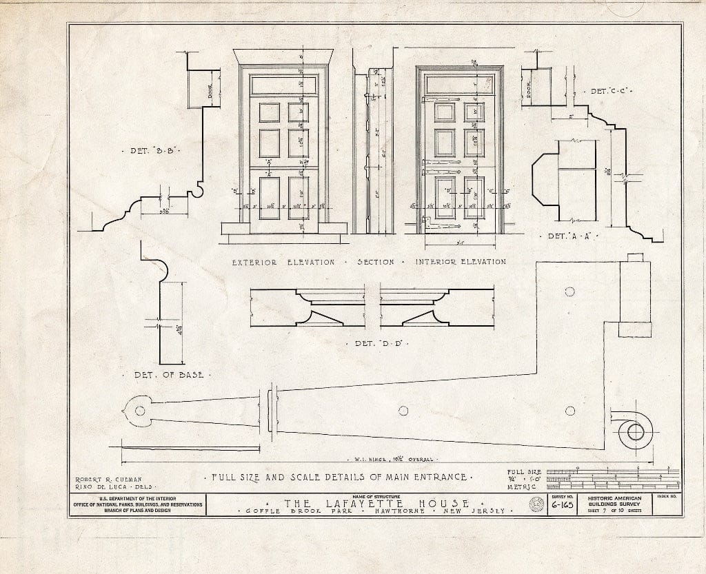 Blueprint HABS NJ,16-HAWTH,1- (Sheet 7 of 10) - Lafayette Headquarters, Goffle Brook Park, Hawthorne, Passaic County, NJ