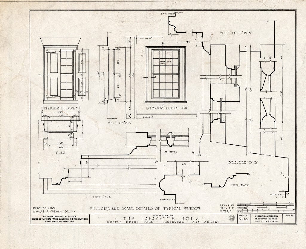 Blueprint HABS NJ,16-HAWTH,1- (Sheet 10 of 10) - Lafayette Headquarters, Goffle Brook Park, Hawthorne, Passaic County, NJ