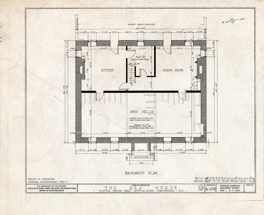 Blueprint HABS NJ,16-HAWTH,2- (Sheet 1 of 17) - John W. Rea House, 675 Goffle Road, Hawthorne, Passaic County, NJ