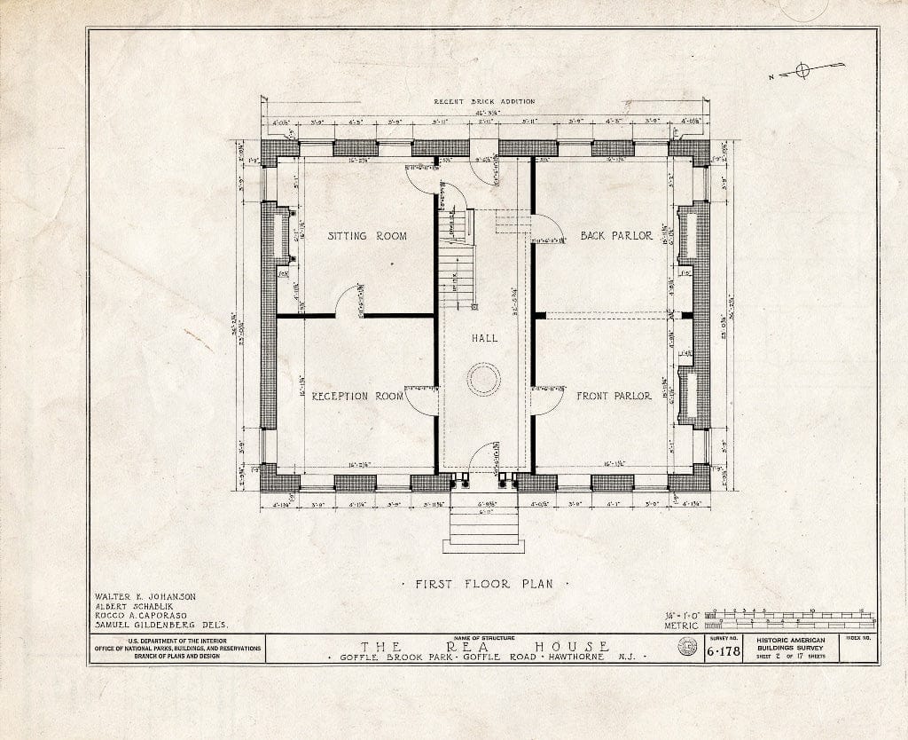 Blueprint HABS NJ,16-HAWTH,2- (Sheet 2 of 17) - John W. Rea House, 675 Goffle Road, Hawthorne, Passaic County, NJ