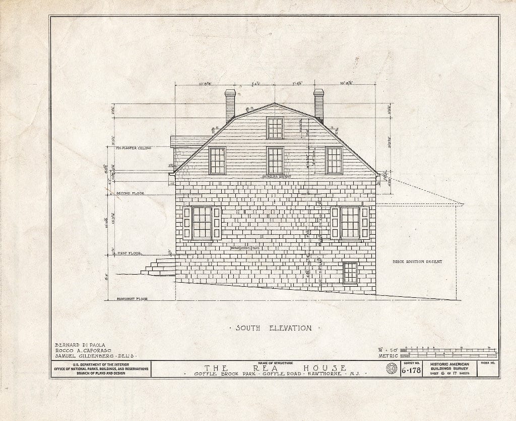 Blueprint HABS NJ,16-HAWTH,2- (Sheet 6 of 17) - John W. Rea House, 675 Goffle Road, Hawthorne, Passaic County, NJ