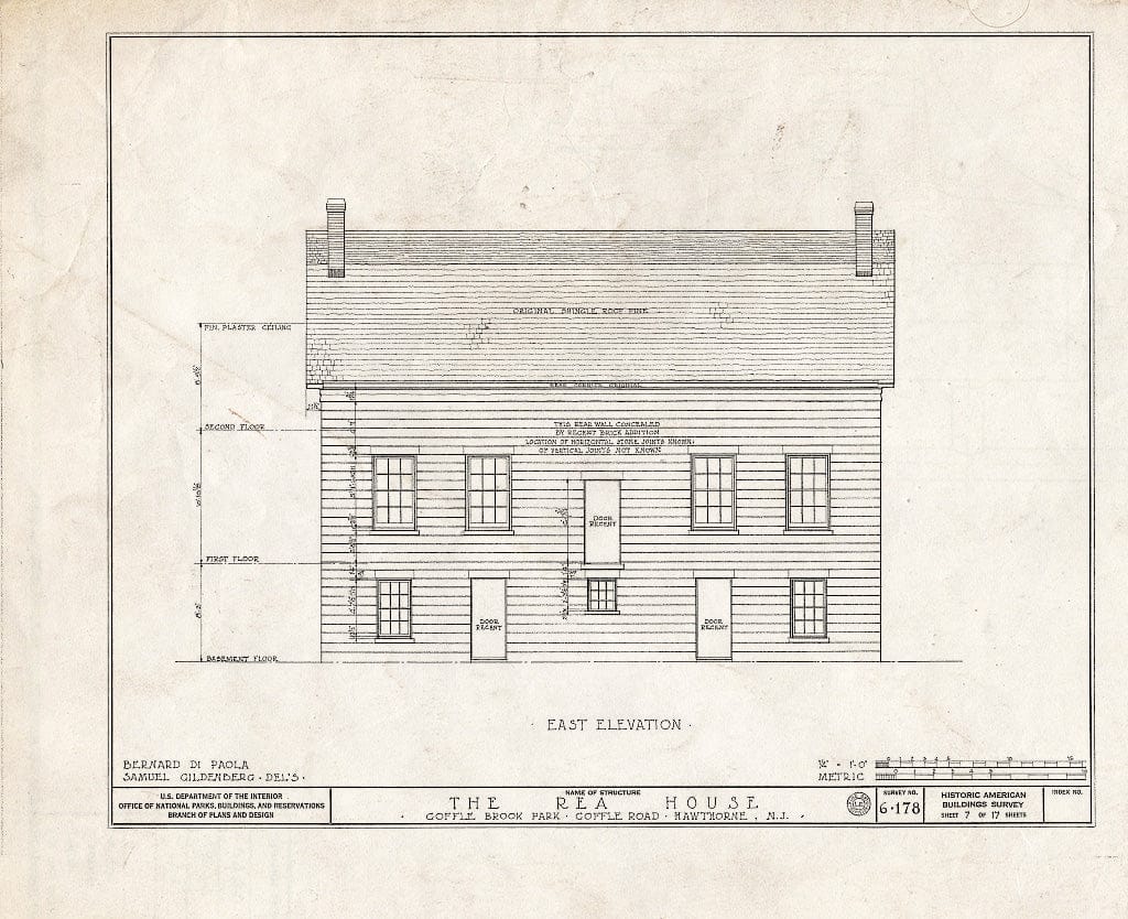 Blueprint HABS NJ,16-HAWTH,2- (Sheet 7 of 17) - John W. Rea House, 675 Goffle Road, Hawthorne, Passaic County, NJ