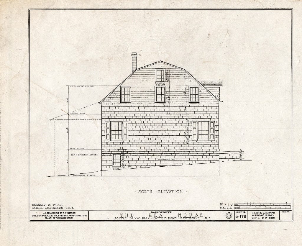 Blueprint HABS NJ,16-HAWTH,2- (Sheet 8 of 17) - John W. Rea House, 675 Goffle Road, Hawthorne, Passaic County, NJ