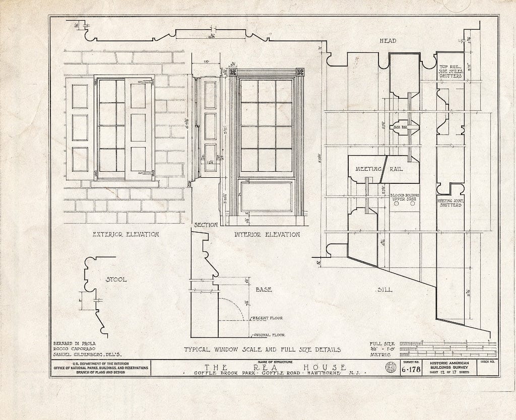 Blueprint HABS NJ,16-HAWTH,2- (Sheet 12 of 17) - John W. Rea House, 675 Goffle Road, Hawthorne, Passaic County, NJ