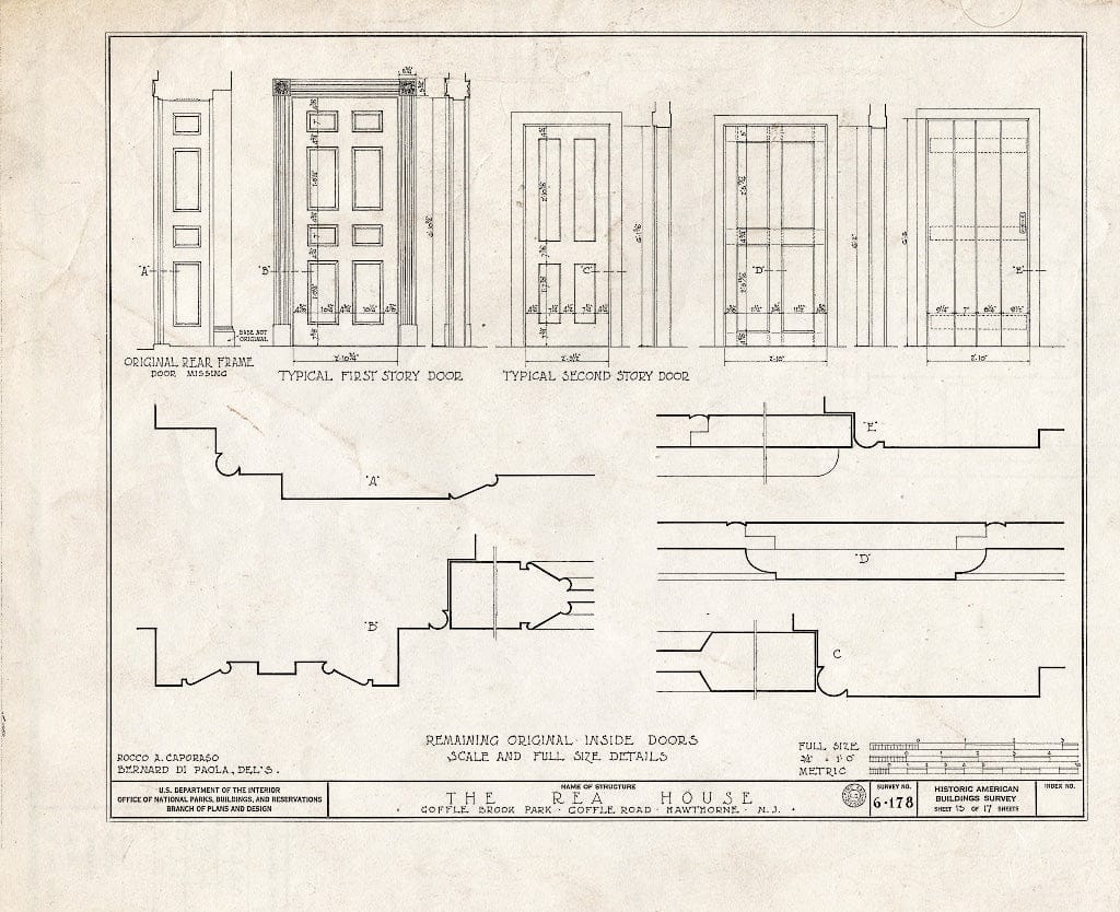 Blueprint HABS NJ,16-HAWTH,2- (Sheet 13 of 17) - John W. Rea House, 675 Goffle Road, Hawthorne, Passaic County, NJ