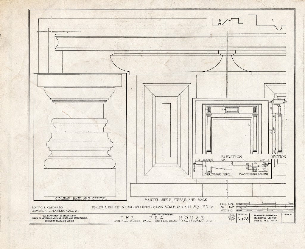 Blueprint HABS NJ,16-HAWTH,2- (Sheet 15 of 17) - John W. Rea House, 675 Goffle Road, Hawthorne, Passaic County, NJ