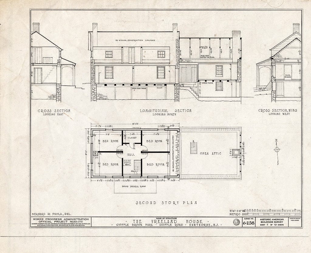 Blueprint HABS NJ,16-HAWTH,3- (Sheet 2 of 10) - Marcellus-Vreeland House, Goffle Road, Hawthorne, Passaic County, NJ