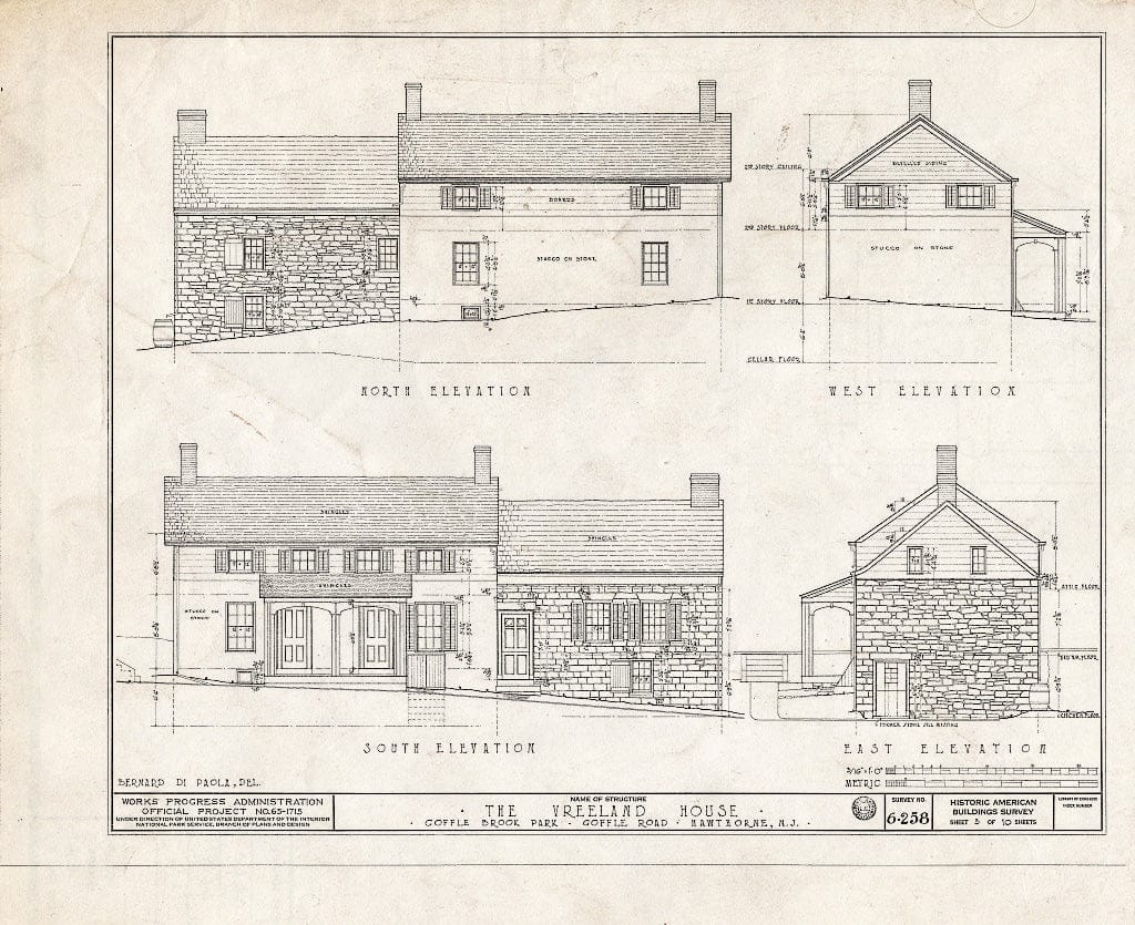 Blueprint HABS NJ,16-HAWTH,3- (Sheet 3 of 10) - Marcellus-Vreeland House, Goffle Road, Hawthorne, Passaic County, NJ