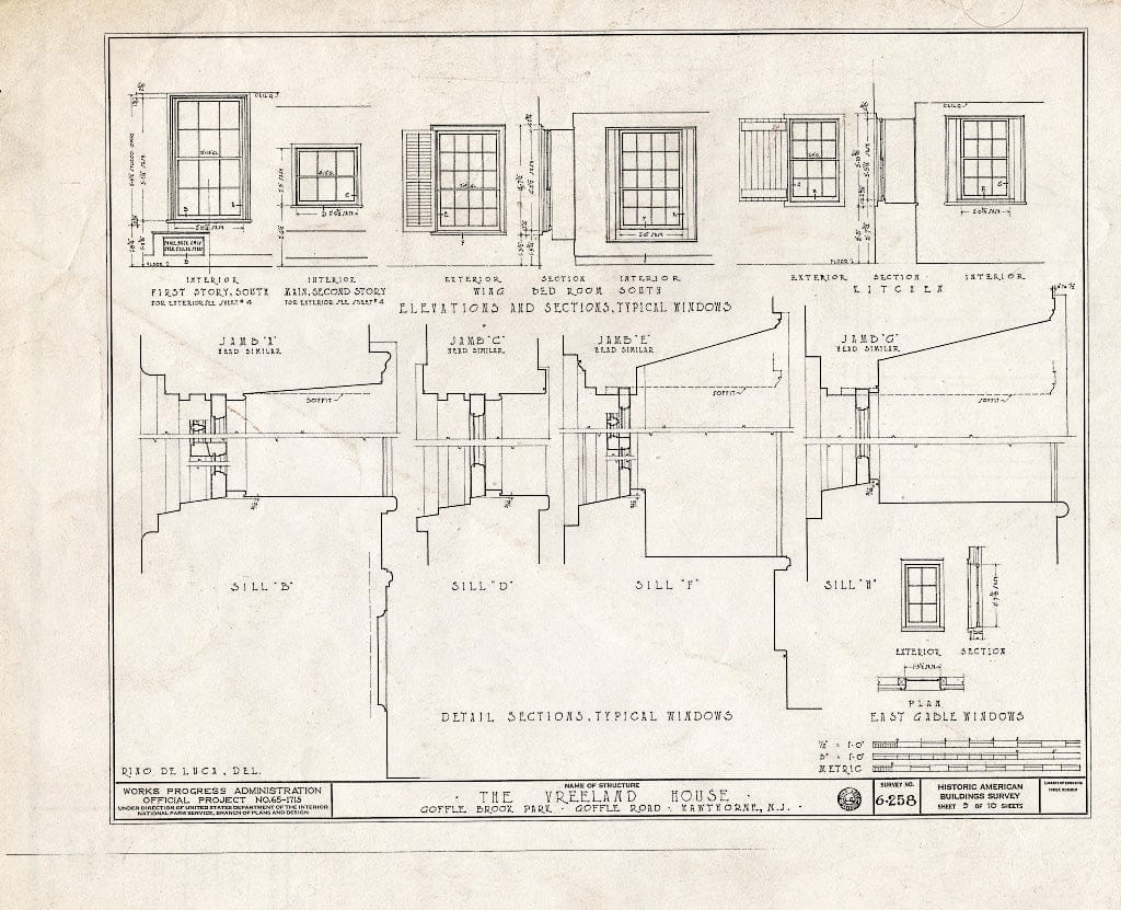 Blueprint HABS NJ,16-HAWTH,3- (Sheet 5 of 10) - Marcellus-Vreeland House, Goffle Road, Hawthorne, Passaic County, NJ