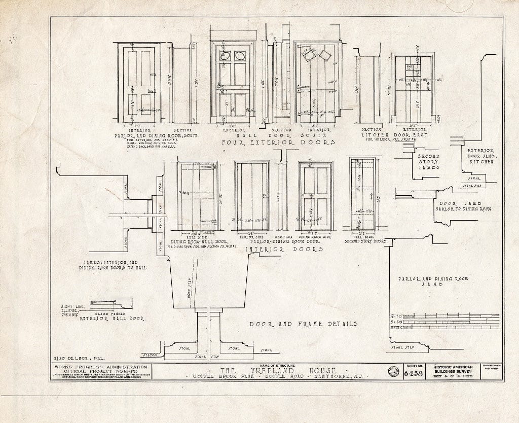 Blueprint HABS NJ,16-HAWTH,3- (Sheet 6 of 10) - Marcellus-Vreeland House, Goffle Road, Hawthorne, Passaic County, NJ