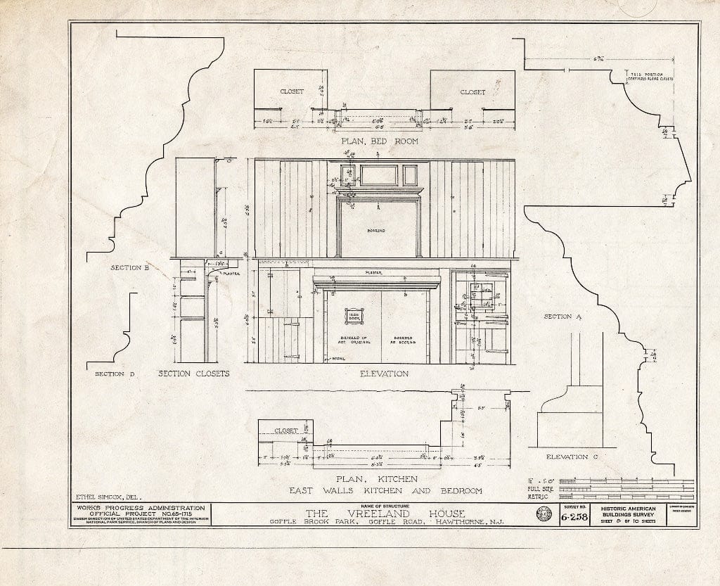 Blueprint HABS NJ,16-HAWTH,3- (Sheet 8 of 10) - Marcellus-Vreeland House, Goffle Road, Hawthorne, Passaic County, NJ