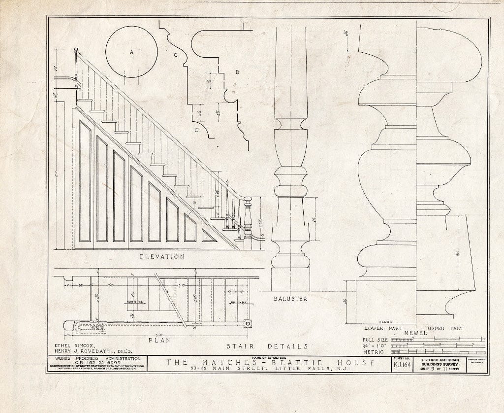 Blueprint HABS NJ,16-LITFA,1- (Sheet 9 of 11) - Matches-Beattie House, 53-55 Main Street, Little Falls, Passaic County, NJ