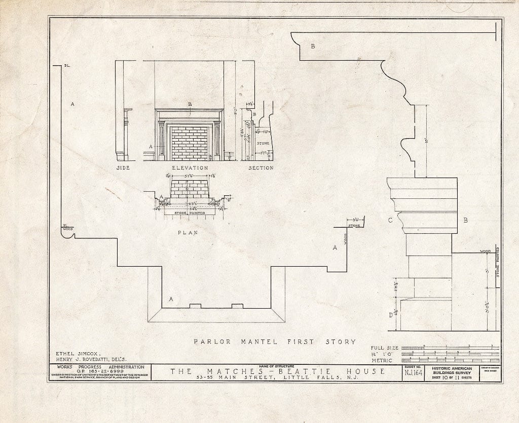 Blueprint HABS NJ,16-LITFA,1- (Sheet 10 of 11) - Matches-Beattie House, 53-55 Main Street, Little Falls, Passaic County, NJ