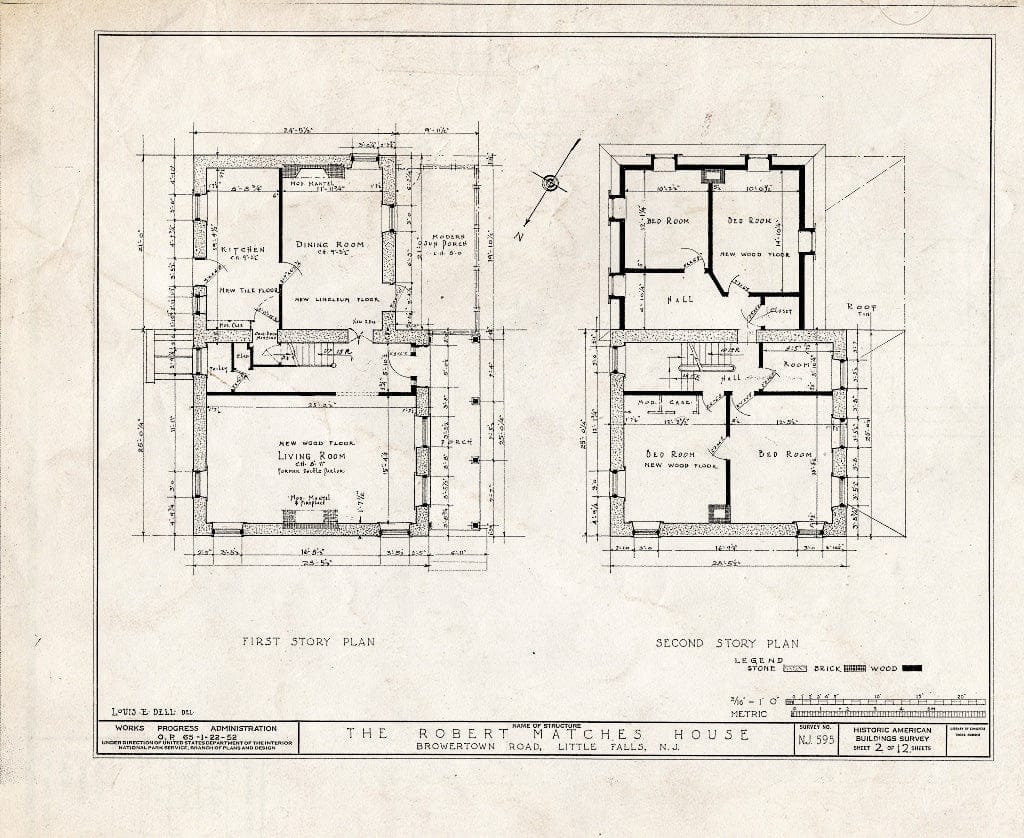Blueprint HABS NJ,16-LITFA,3- (Sheet 2 of 12) - Robert Matches House, Browertown Road, Little Falls, Passaic County, NJ