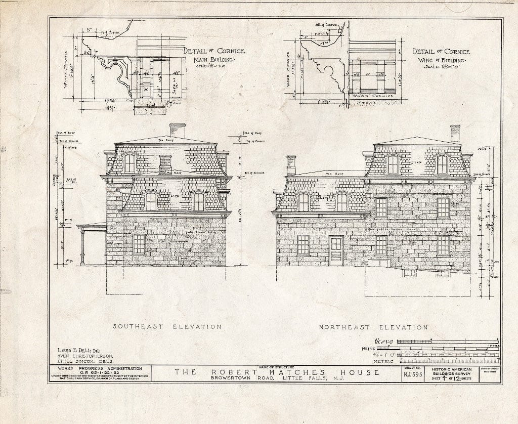 Blueprint HABS NJ,16-LITFA,3- (Sheet 4 of 12) - Robert Matches House, Browertown Road, Little Falls, Passaic County, NJ