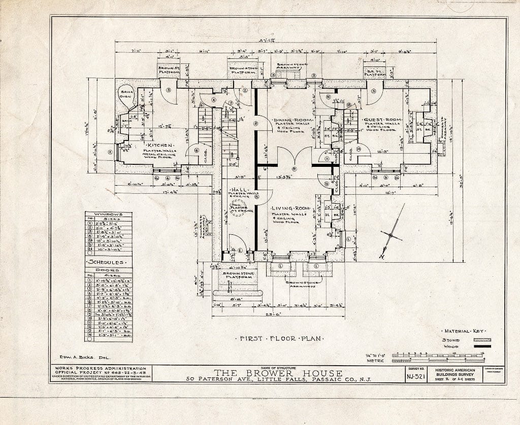 Blueprint HABS NJ,16-LITFA,2- (Sheet 2 of 24) - Brower House, 50 Paterson Avenue, Little Falls, Passaic County, NJ