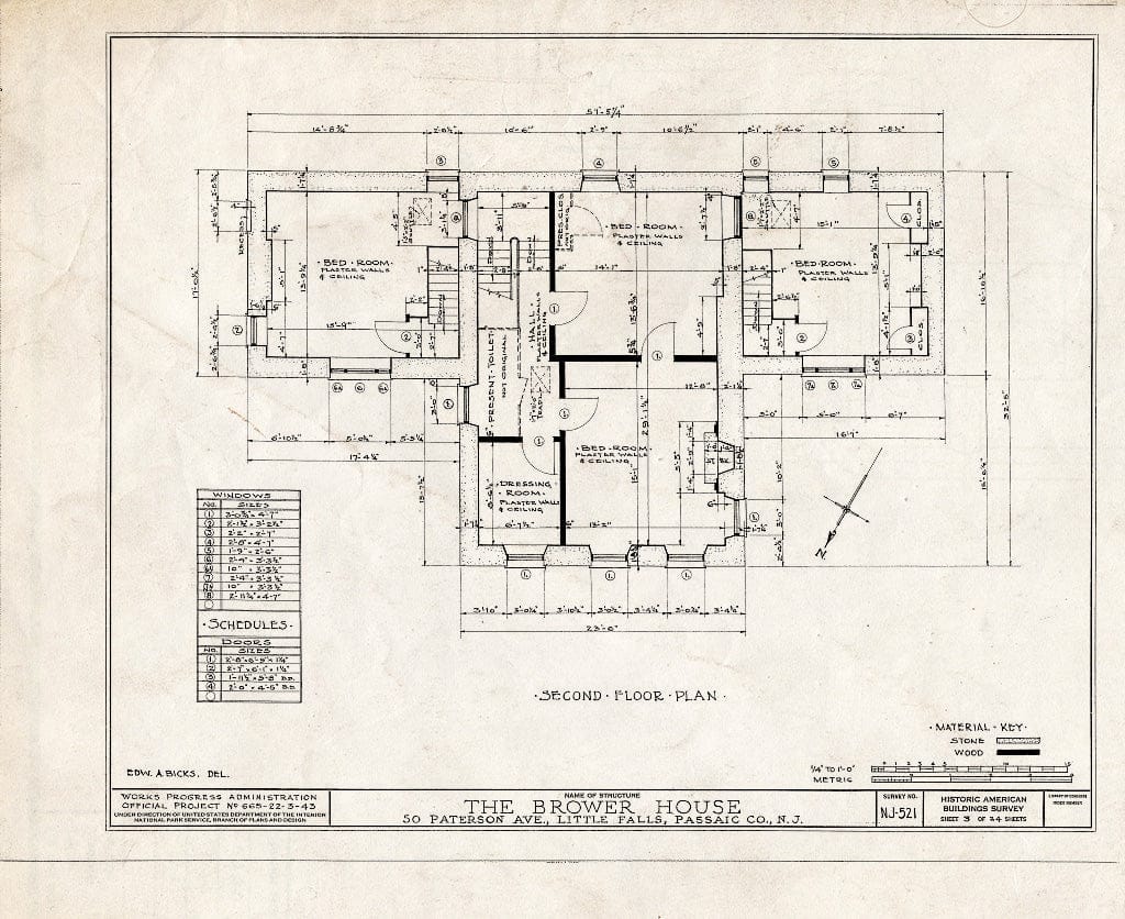 Blueprint HABS NJ,16-LITFA,2- (Sheet 3 of 24) - Brower House, 50 Paterson Avenue, Little Falls, Passaic County, NJ