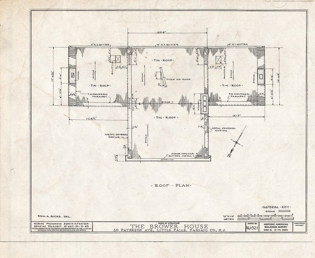 Blueprint HABS NJ,16-LITFA,2- (Sheet 4 of 24) - Brower House, 50 Paterson Avenue, Little Falls, Passaic County, NJ