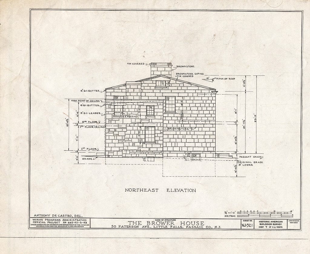 Blueprint HABS NJ,16-LITFA,2- (Sheet 7 of 24) - Brower House, 50 Paterson Avenue, Little Falls, Passaic County, NJ