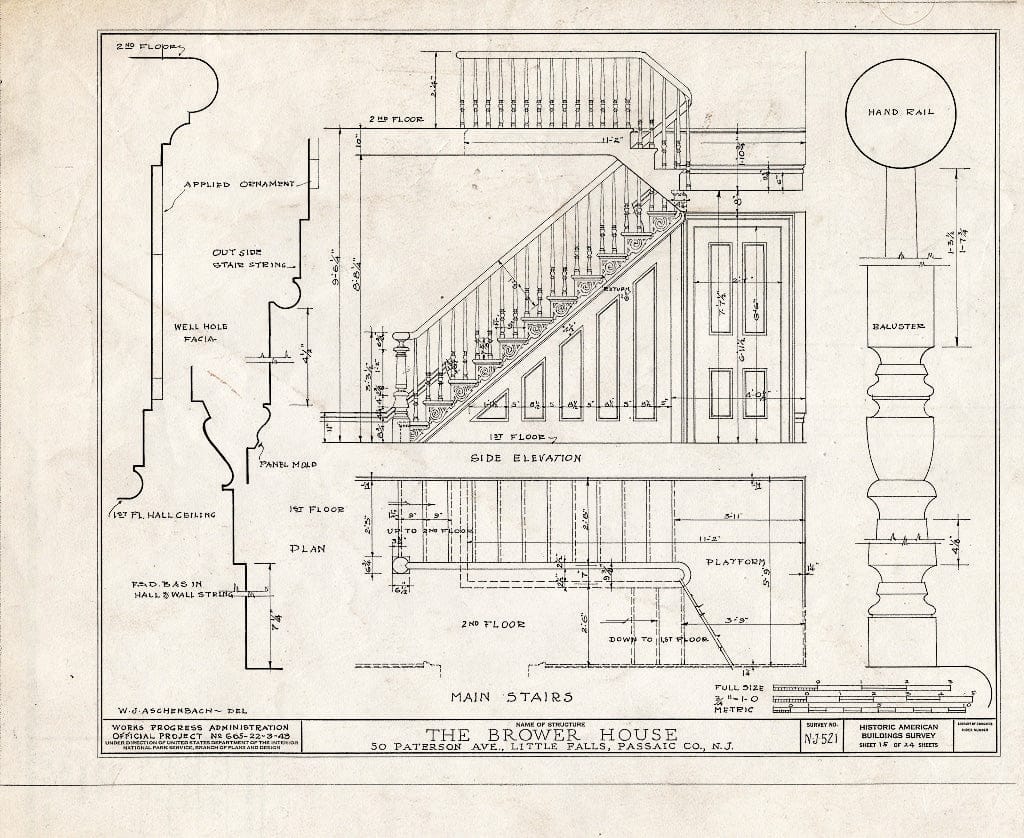 Blueprint HABS NJ,16-LITFA,2- (Sheet 15 of 24) - Brower House, 50 Paterson Avenue, Little Falls, Passaic County, NJ