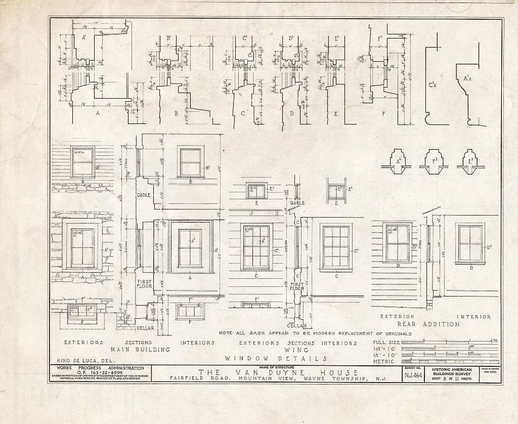 Blueprint HABS NJ,16-MOUV,1- (Sheet 8 of 11) - Van Duyne House, 636 Fairfield Road, Mountain View, Passaic County, NJ
