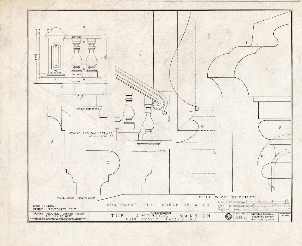 Blueprint HABS NJ,16-PASA,3- (Sheet 10 of 19) - Aycrigg Mansion, Main Avenue, Passaic, Passaic County, NJ