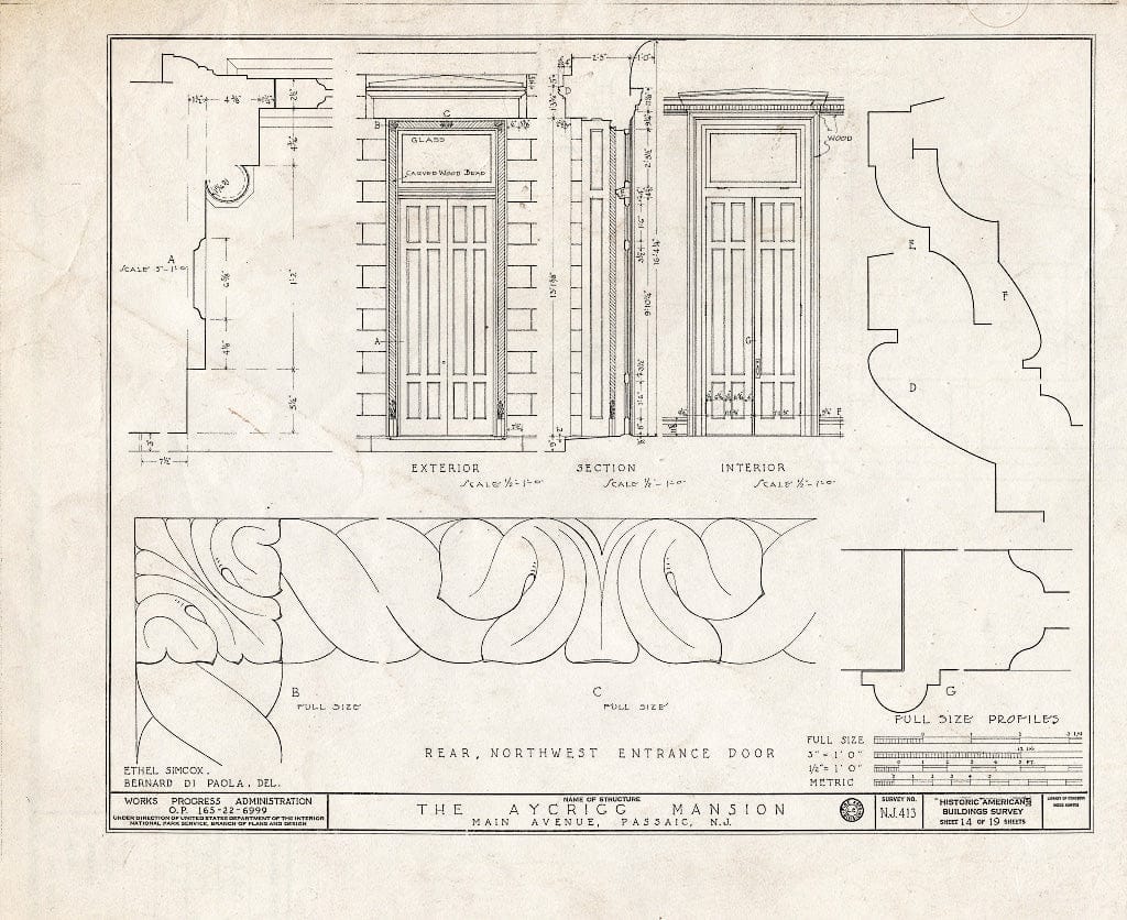 Blueprint HABS NJ,16-PASA,3- (Sheet 14 of 19) - Aycrigg Mansion, Main Avenue, Passaic, Passaic County, NJ