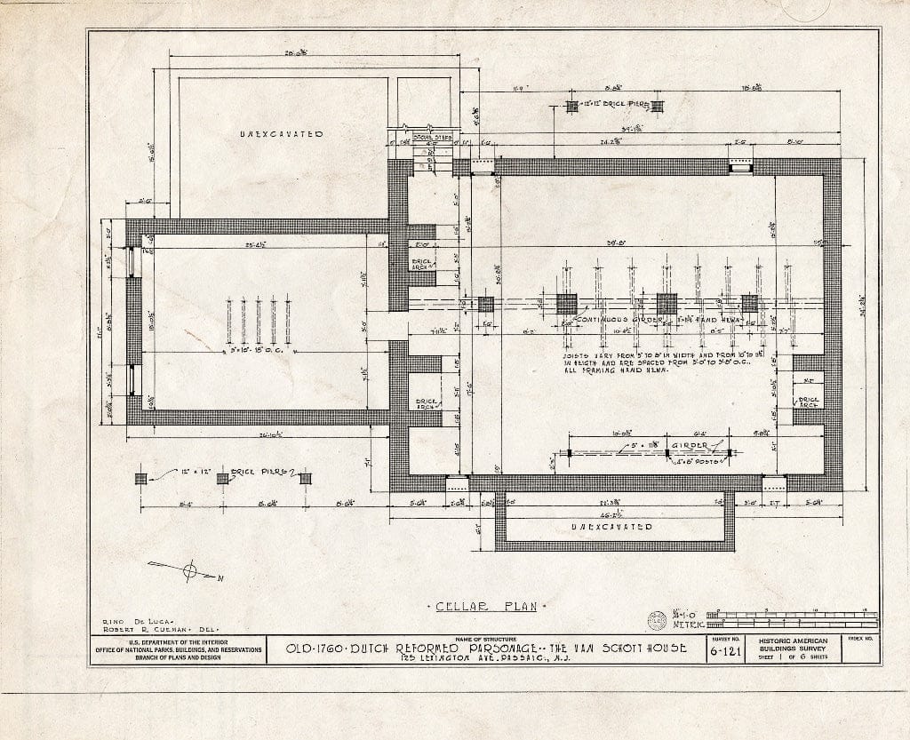 Blueprint HABS NJ,16-PASA,2- (Sheet 1 of 6) - Van Schott House, 125 Lexington Avenue, Passaic, Passaic County, NJ