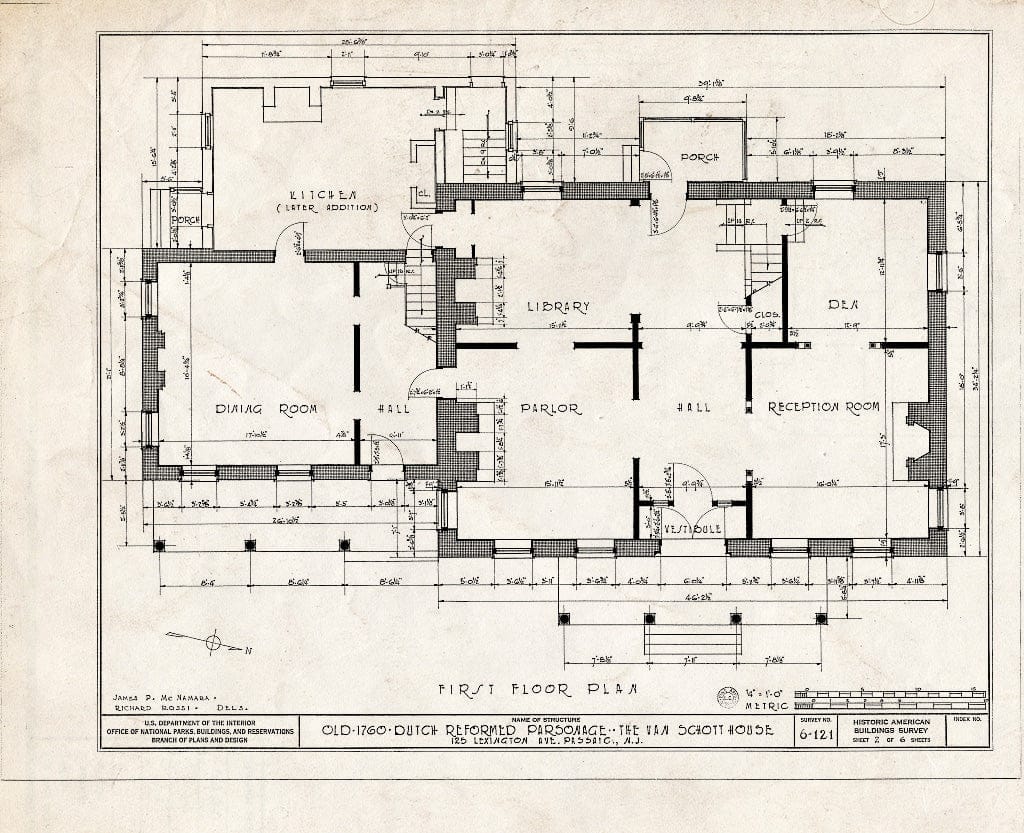 Blueprint HABS NJ,16-PASA,2- (Sheet 2 of 6) - Van Schott House, 125 Lexington Avenue, Passaic, Passaic County, NJ