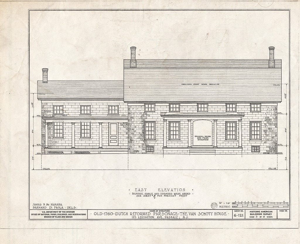 Blueprint HABS NJ,16-PASA,2- (Sheet 5 of 6) - Van Schott House, 125 Lexington Avenue, Passaic, Passaic County, NJ