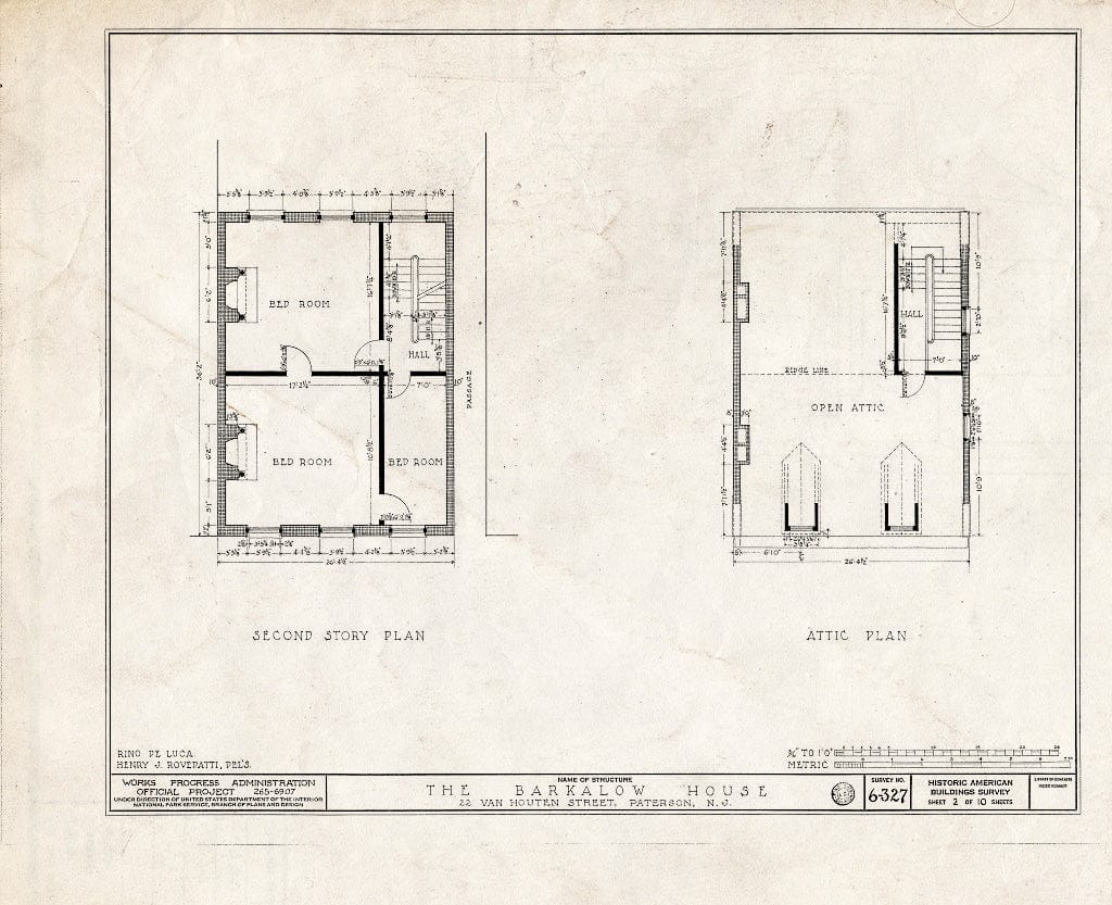 Blueprint HABS NJ,16-PAT,2- (Sheet 2 of 10) - Barkalow House, 22 Van Houten Street, Paterson, Passaic County, NJ