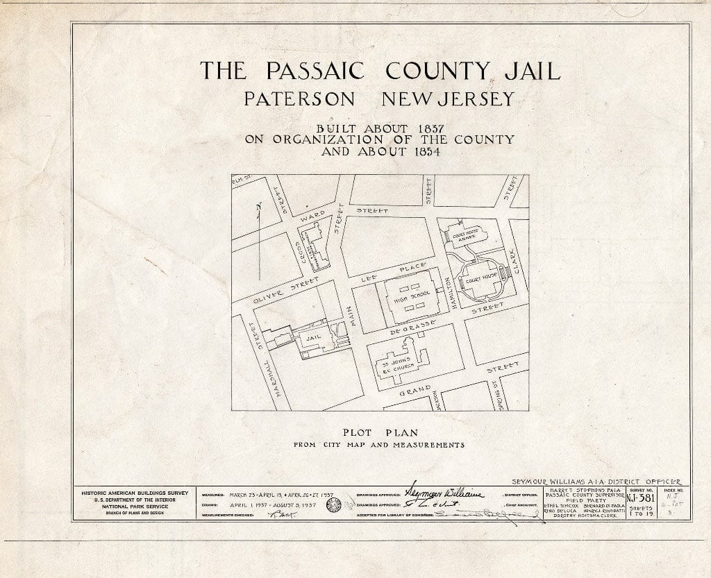 Blueprint HABS NJ,16-PAT,3- (Sheet 0 of 19) - Passaic County Jail & Sheriff's House, Main Street, Paterson, Passaic County, NJ