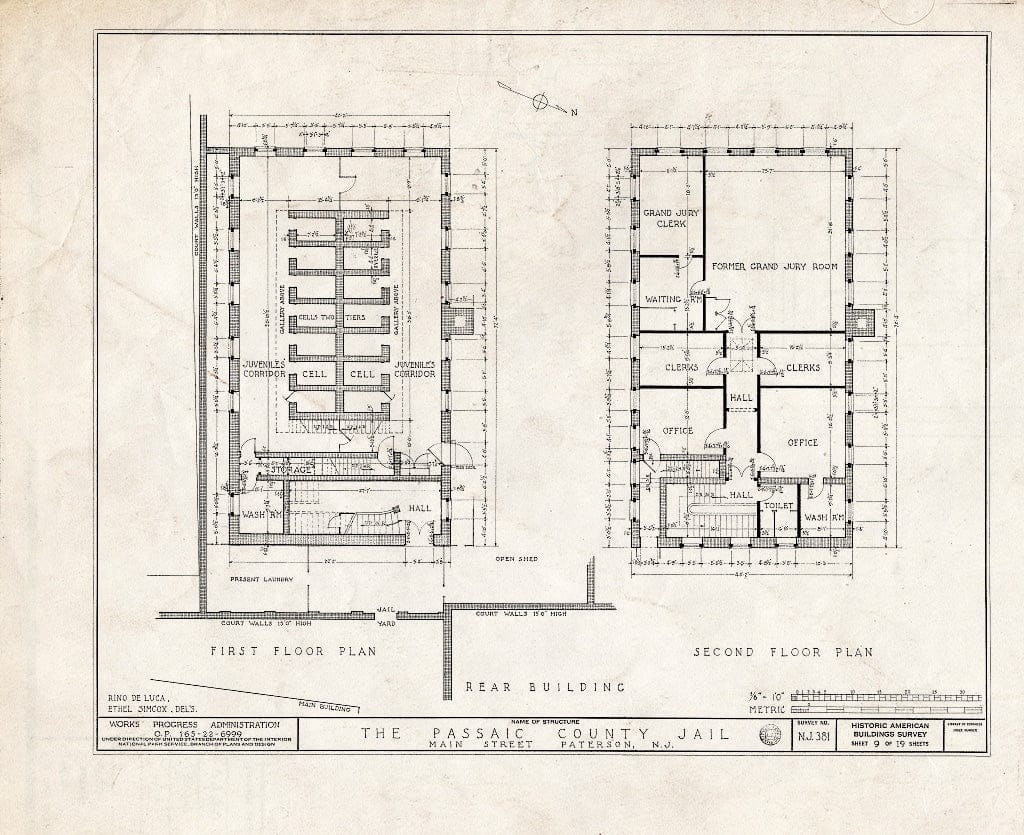 Blueprint HABS NJ,16-PAT,3- (Sheet 9 of 19) - Passaic County Jail & Sheriff's House, Main Street, Paterson, Passaic County, NJ