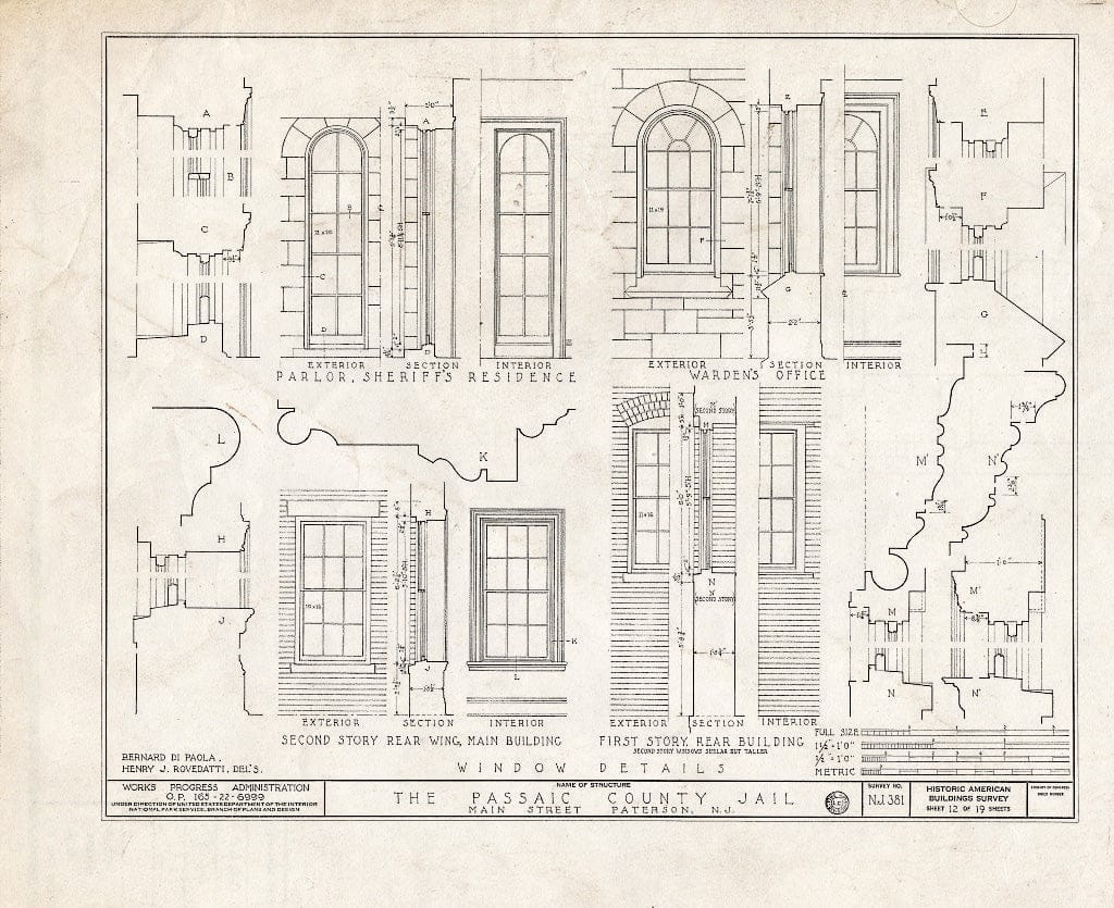 Blueprint HABS NJ,16-PAT,3- (Sheet 12 of 19) - Passaic County Jail & Sheriff's House, Main Street, Paterson, Passaic County, NJ