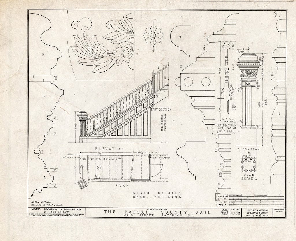 Blueprint HABS NJ,16-PAT,3- (Sheet 15 of 19) - Passaic County Jail & Sheriff's House, Main Street, Paterson, Passaic County, NJ